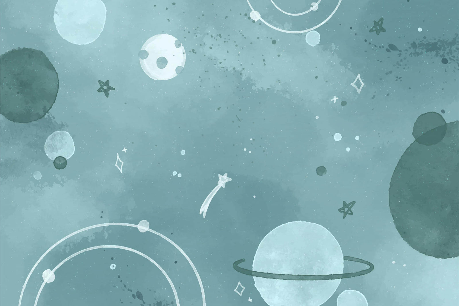 Papier Peint Enfant - Espace Intergalactique et Planètes Bleues