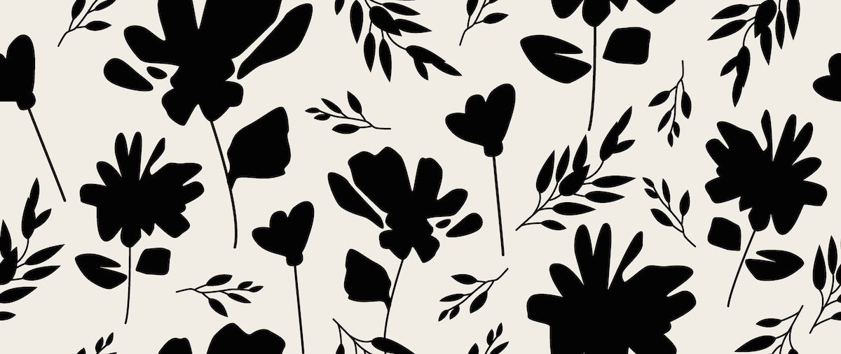 Papier peint fleuri - silhouettes sauvages noires