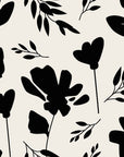 Papier peint fleuri - silhouettes sauvages noires