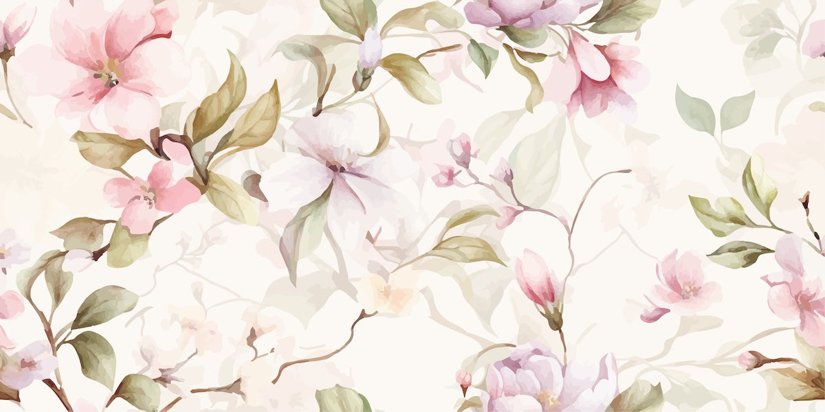 Papier peint fleuri - bouquet aquarelle délicat