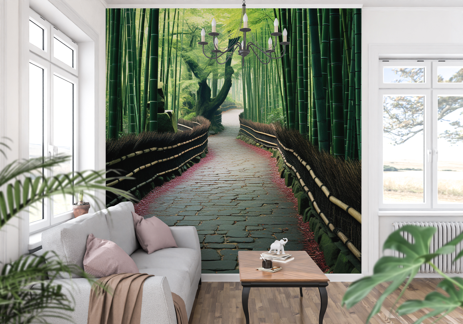 Papier Peint Japonais - Chemin dans une Forêt de Bambous