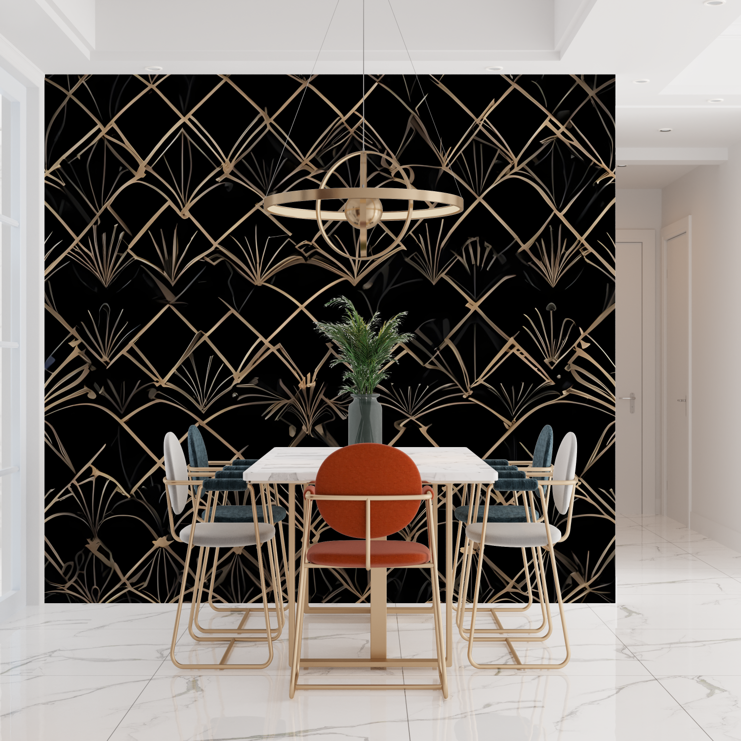Art &amp; Deco Wallpaper - Golden Geometric Patterns