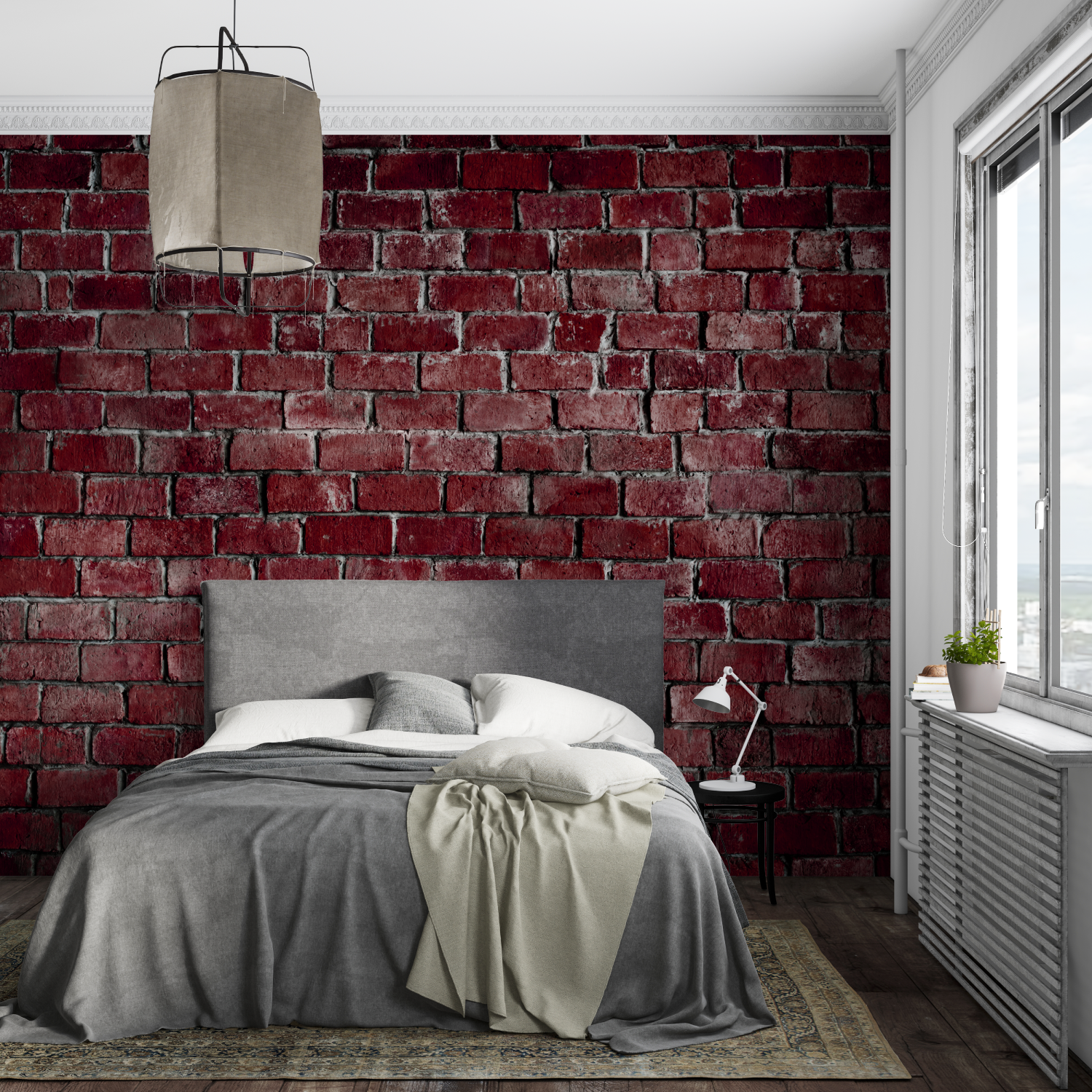 Papier Peint Art & Déco - Mur de Briques Rouges