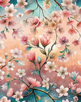 Papier peint fleuri - cerisier vintage pastel