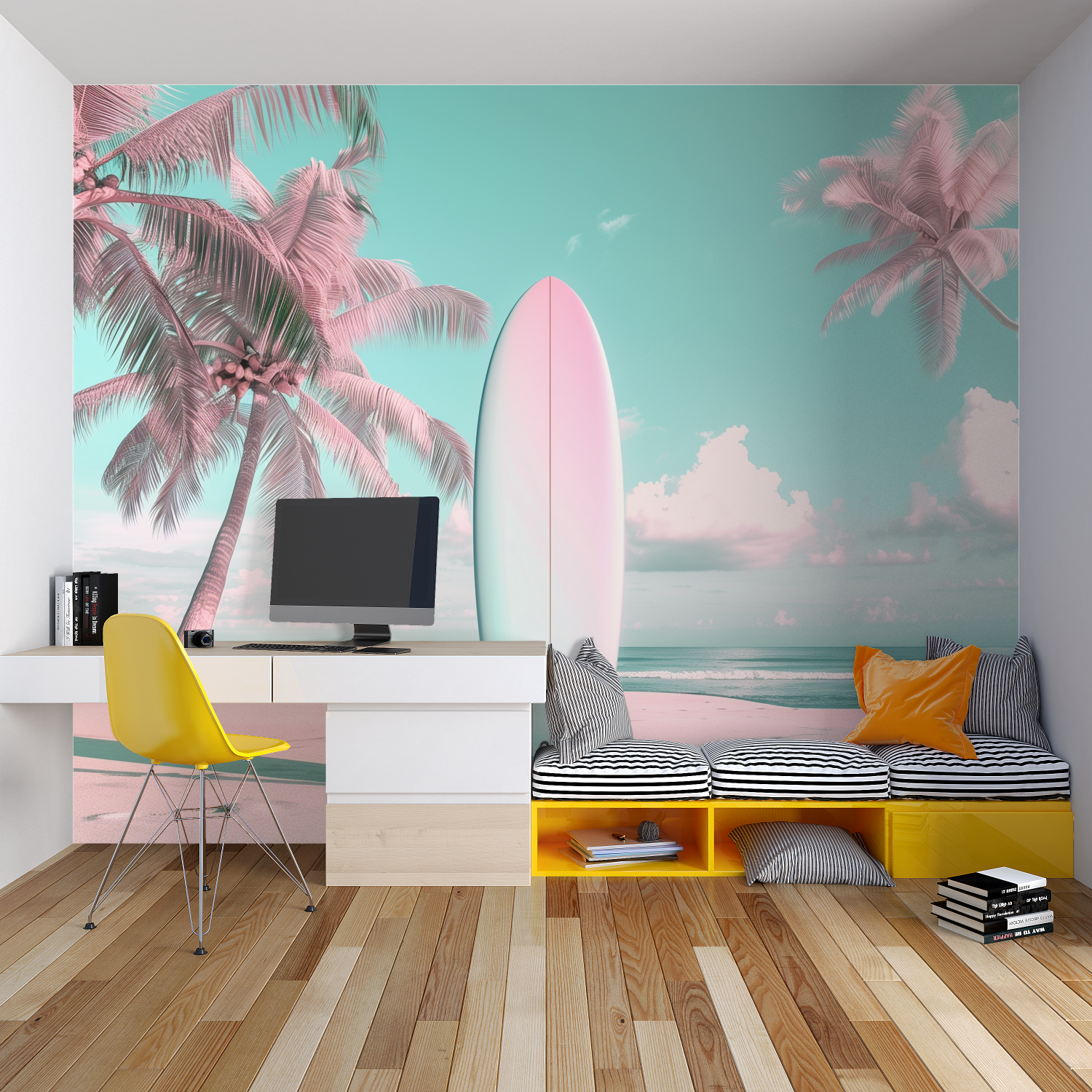 Tropical Wallpaper - Surf and Palm Trees