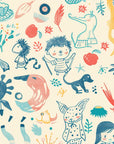 Papier Peint Enfant – Mosaïque Fantaisie de Créatures Colorées
