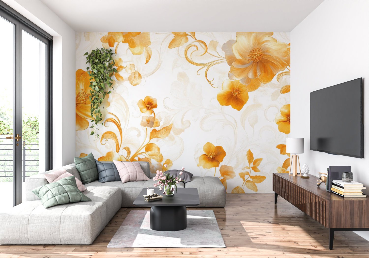 Papier Peint Art & Déco - Tapisserie de Fleurs de Safran