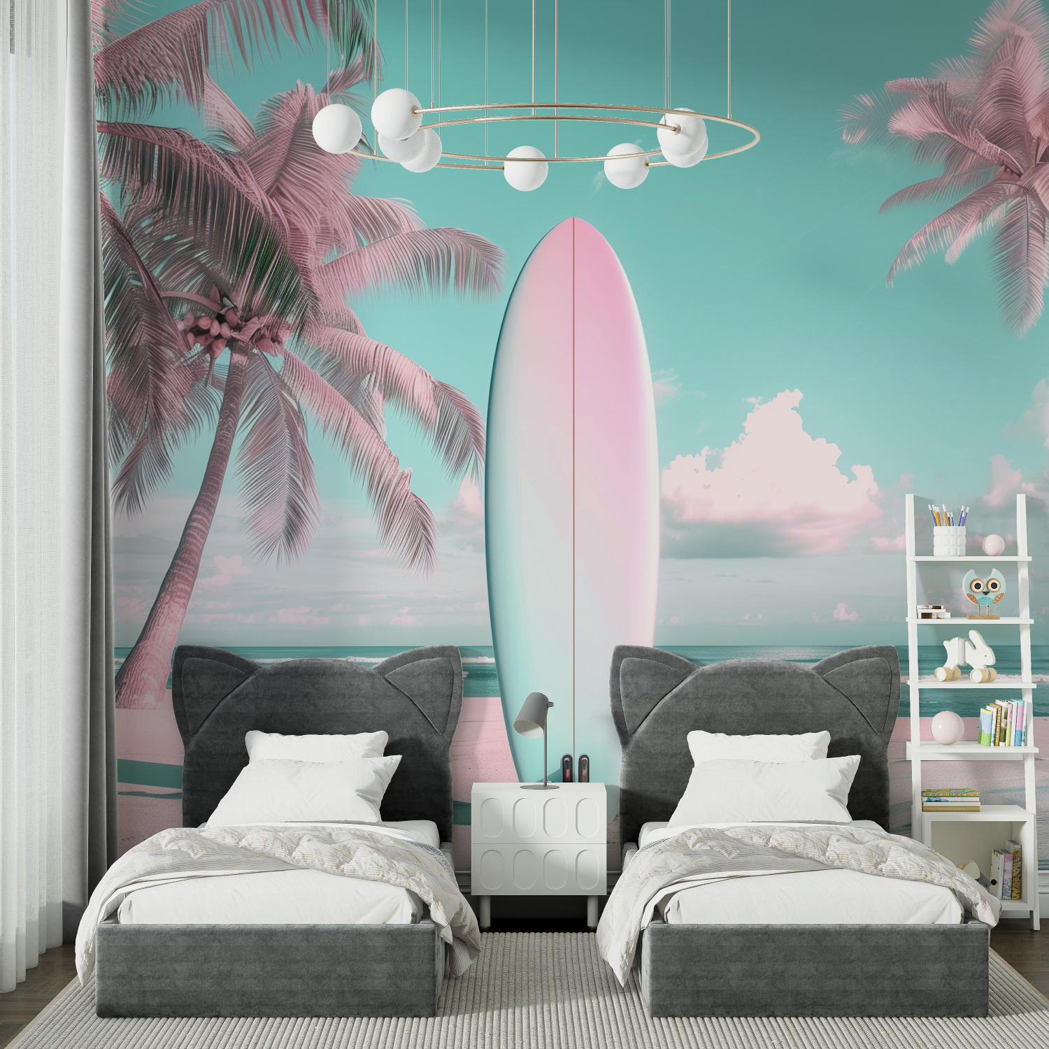 Tropical Wallpaper - Surf and Palm Trees
