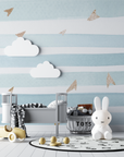 Geometric Wallpaper – Watercolor Stripes and Gold Accents