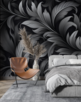 Floral Wallpaper - Grey and Black Fleur-de-Lis