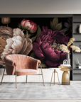 Floral Wallpaper - Night Peonies and Purple Roses