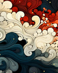 Japanese Wallpaper - Traditional Waves and Red Patterns