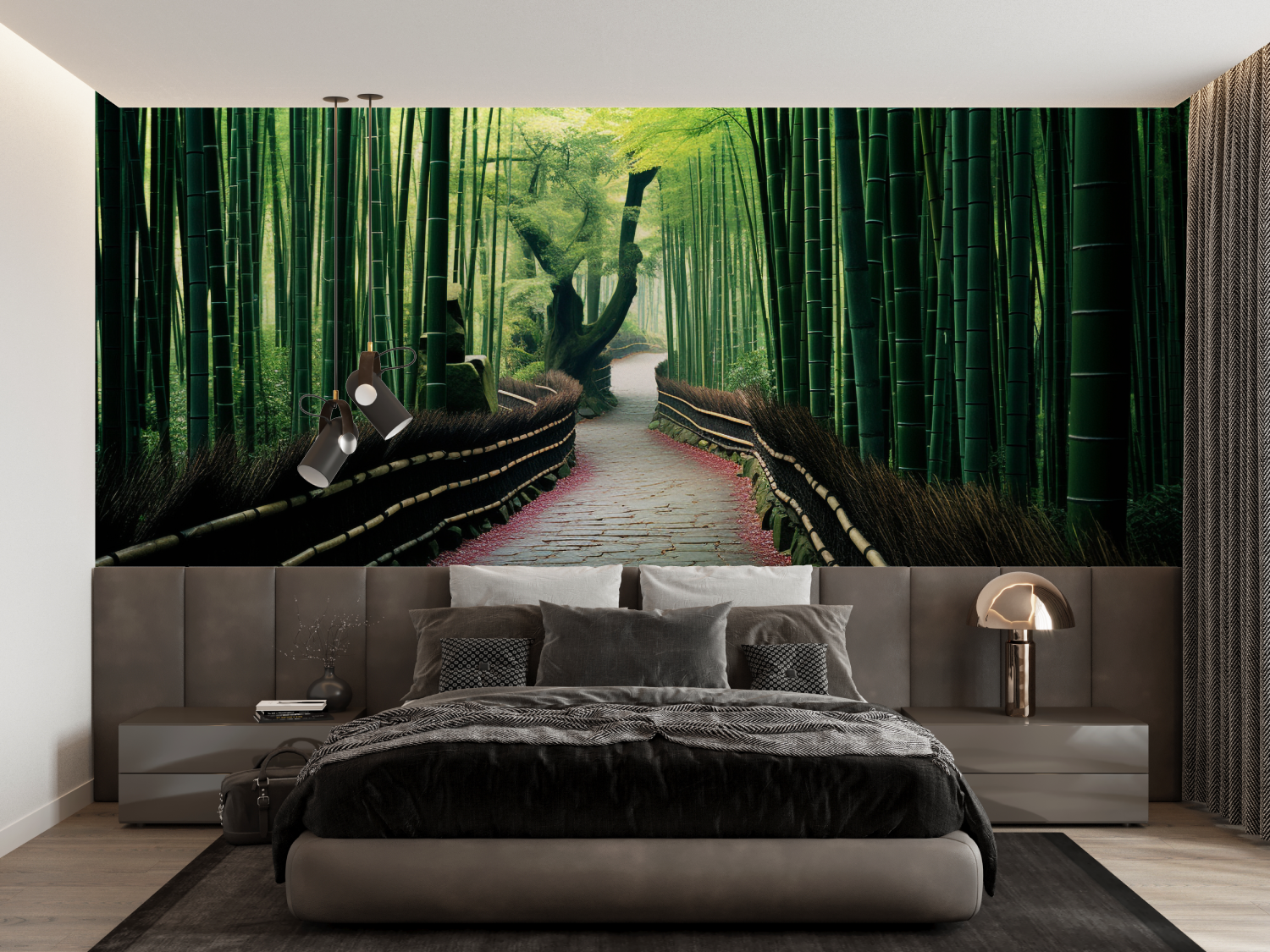 Papier Peint Japonais - Chemin dans une Forêt de Bambous