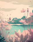 Artistic wallpaper – wildflowers by the lake