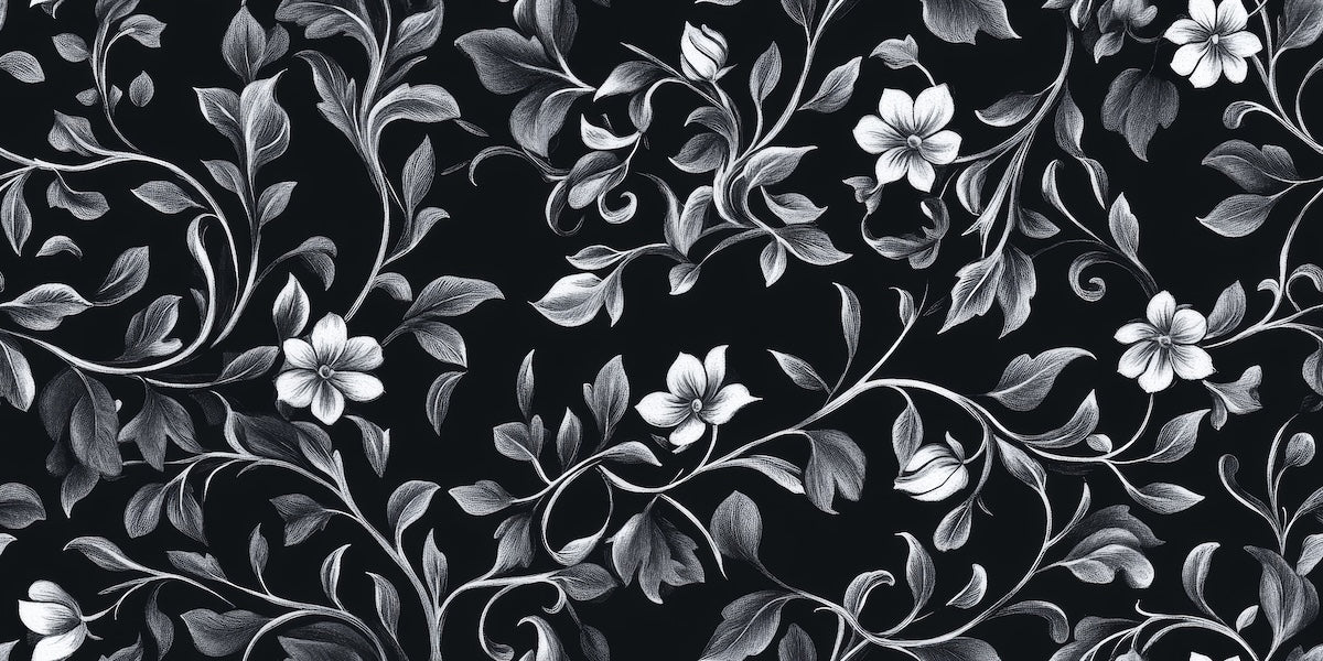 Papier peint fleuri - feuillage classique sombre