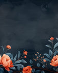 Papier peint animaux - paons bleus parmi les pivoines orange