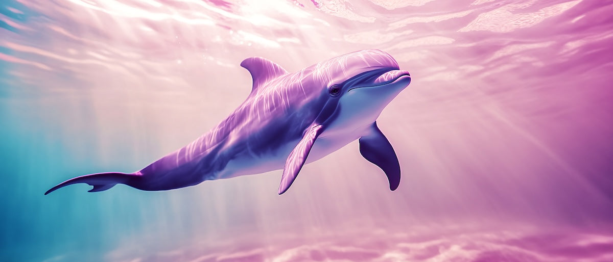 Papier peint animaux - dauphin bondissant sous un ciel rose