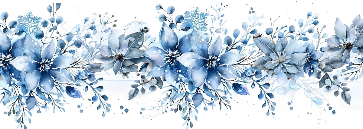 Papier peint fleuri - frise dahlia azur