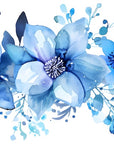 Papier peint fleuri - frise hortensias bleus