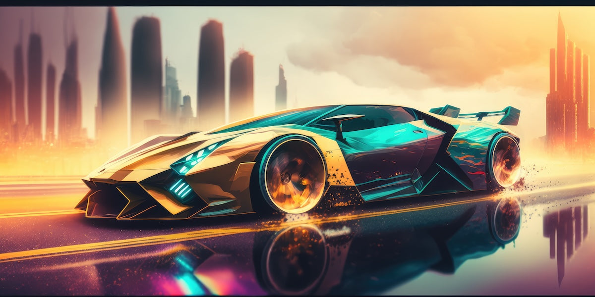 Papier peint voitures - supercar futuriste dorée