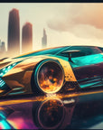 Papier peint voitures - supercar futuriste dorée
