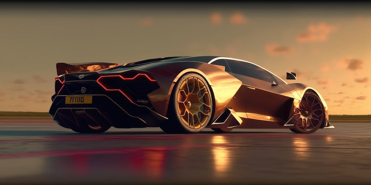 Papier peint voitures - bolide moderne au coucher du soleil