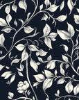 Papier peint nature - feuillage dense en noir et blanc