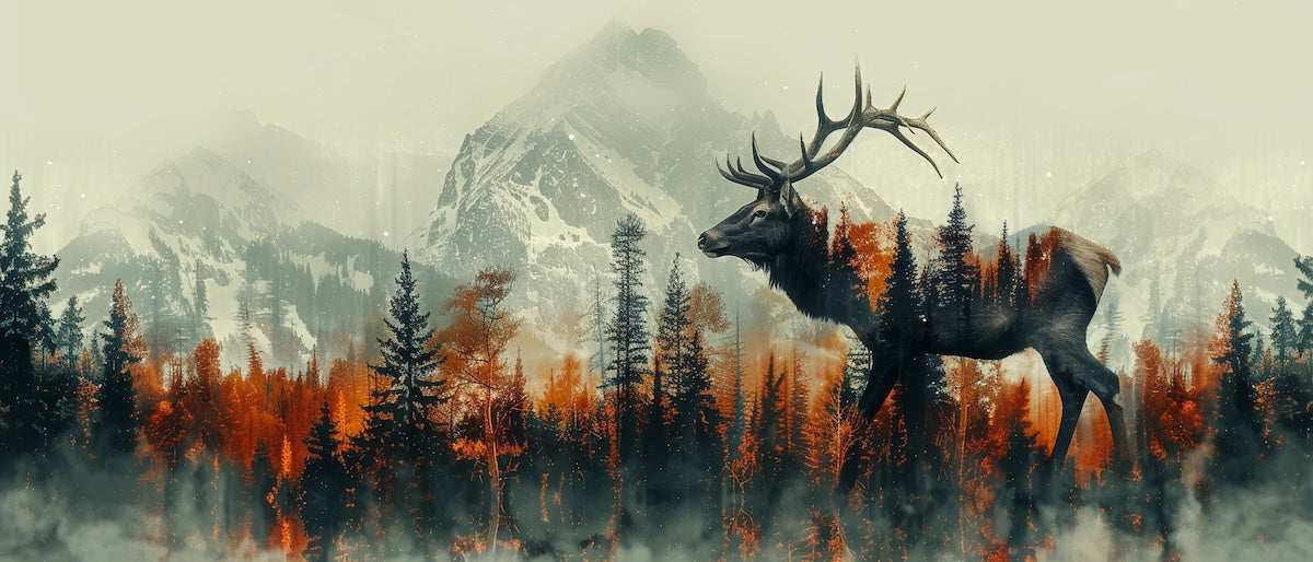 Papier peint animaux - cerf majestueux devant la montagne