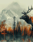 Papier peint animaux - cerf majestueux devant la montagne