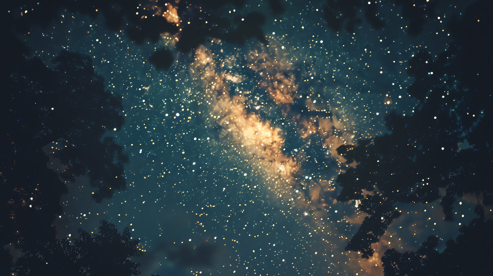 Galaxy wallpaper – Deep starry sky with golden hues