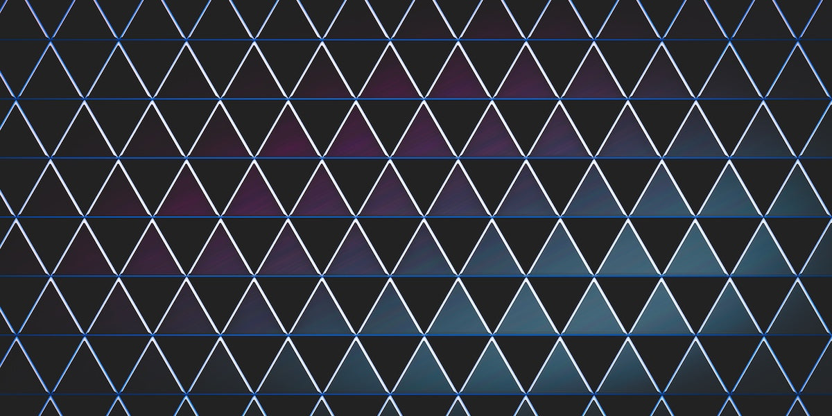 Papier peint géométrique - triangles imbriqués bleus et noirs