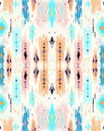Papier peint géométrique - motifs ethniques turquoise et orange