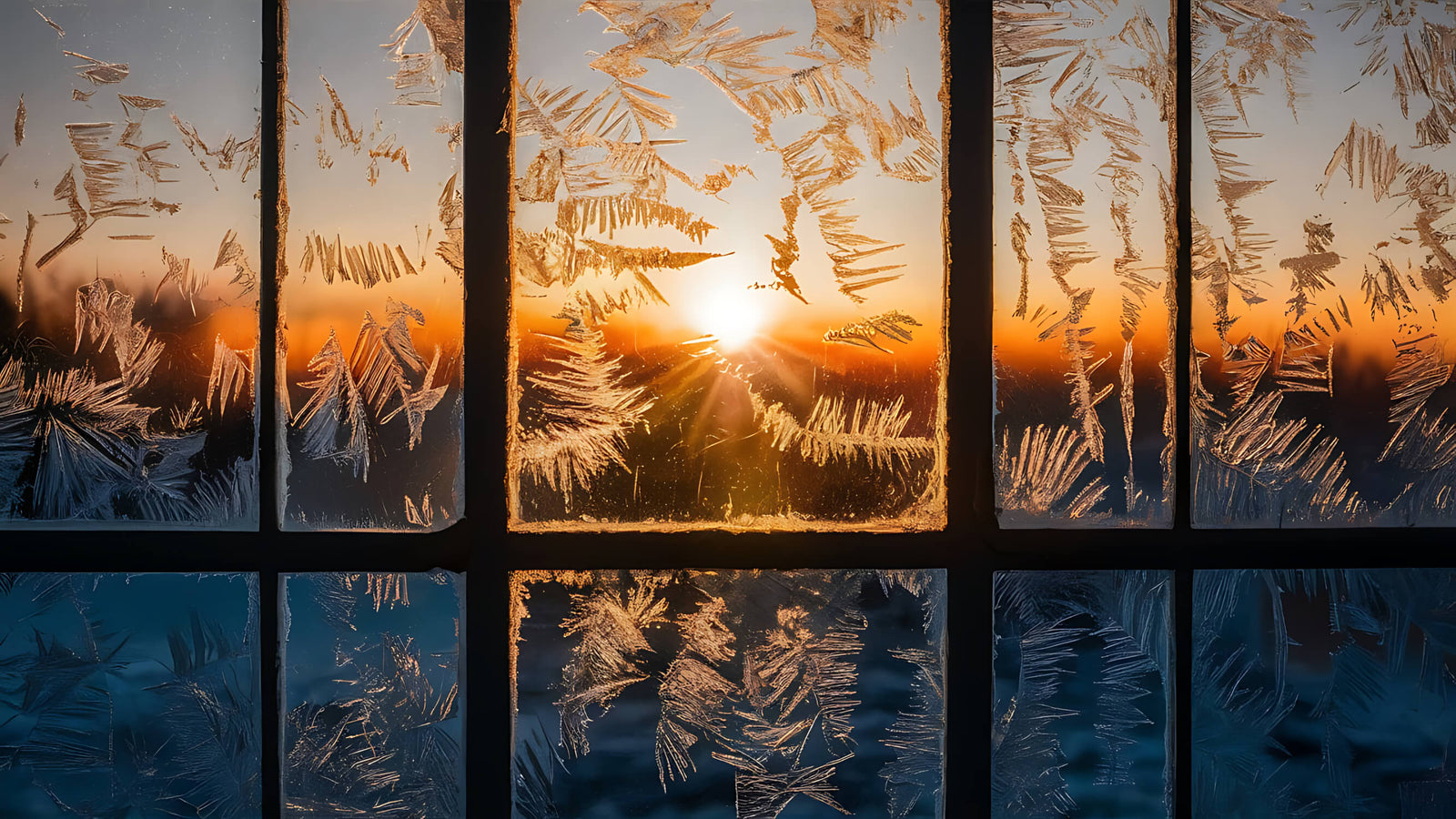 Papier Peint Paysage - Coucher de Soleil à travers une Fenêtre