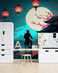 Wallpaper Illustration - Japanese Pagoda under the Moon