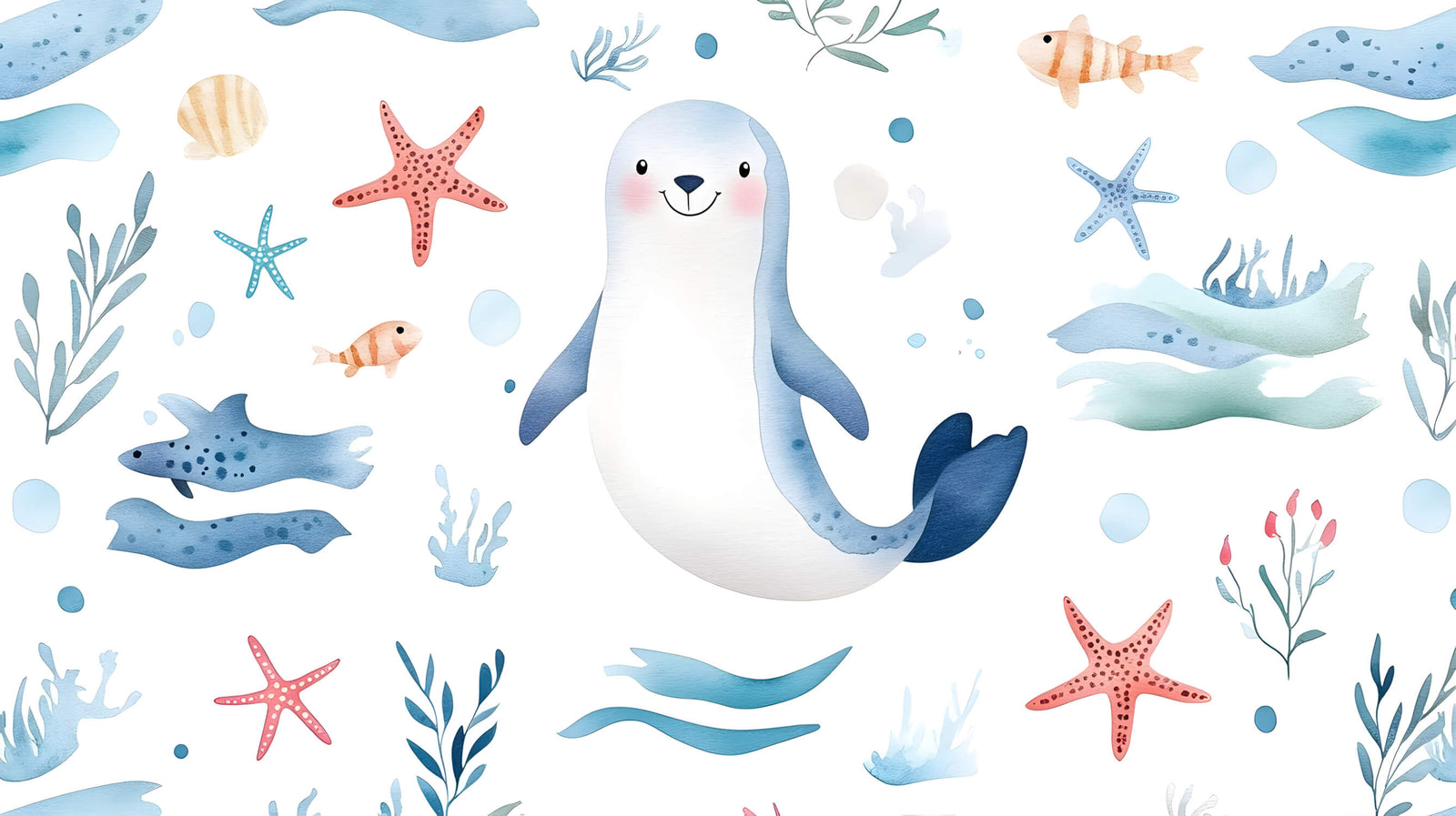 Children's Wallpaper - Happy Sea Animals
