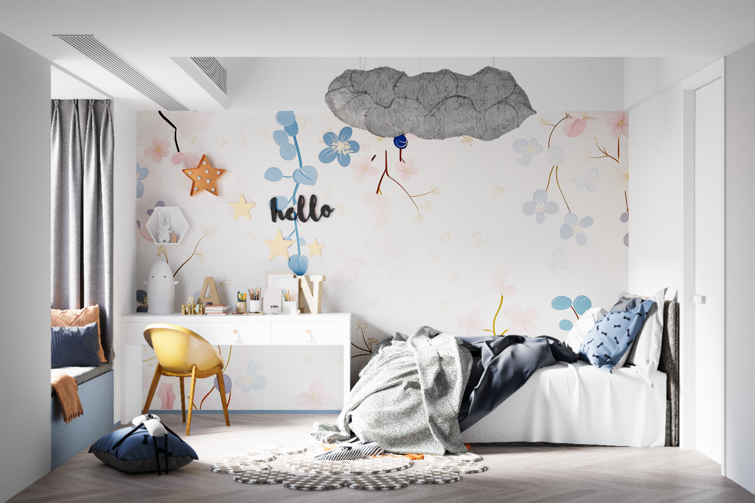 Floral Wallpaper - Flower Garden in Pastel Tones