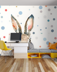 Papier Peint Enfant - Lapin et Pois Colorés