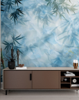 Papier Peint Paysage - Bambous Bleue