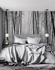 Forest Wallpaper - Black Bamboo on White Background