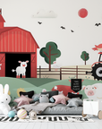 Papier Peint Enfant - Ferme en Folie