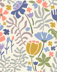 Papier peint fleuri - fleurs stylisées moutarde