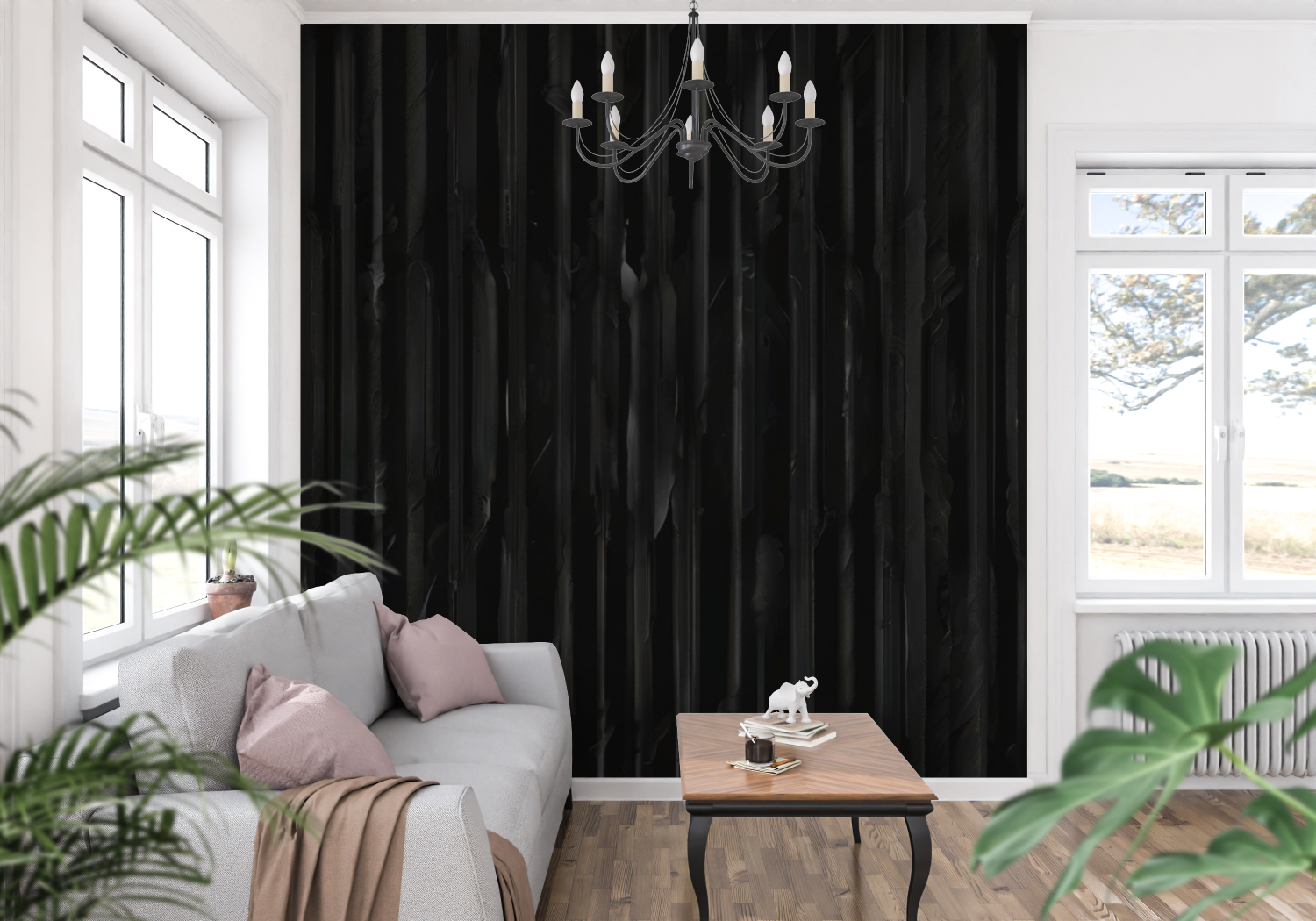 Wood Wallpaper - Textured Ebony Planks