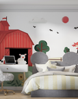 Papier Peint Enfant - Ferme en Folie