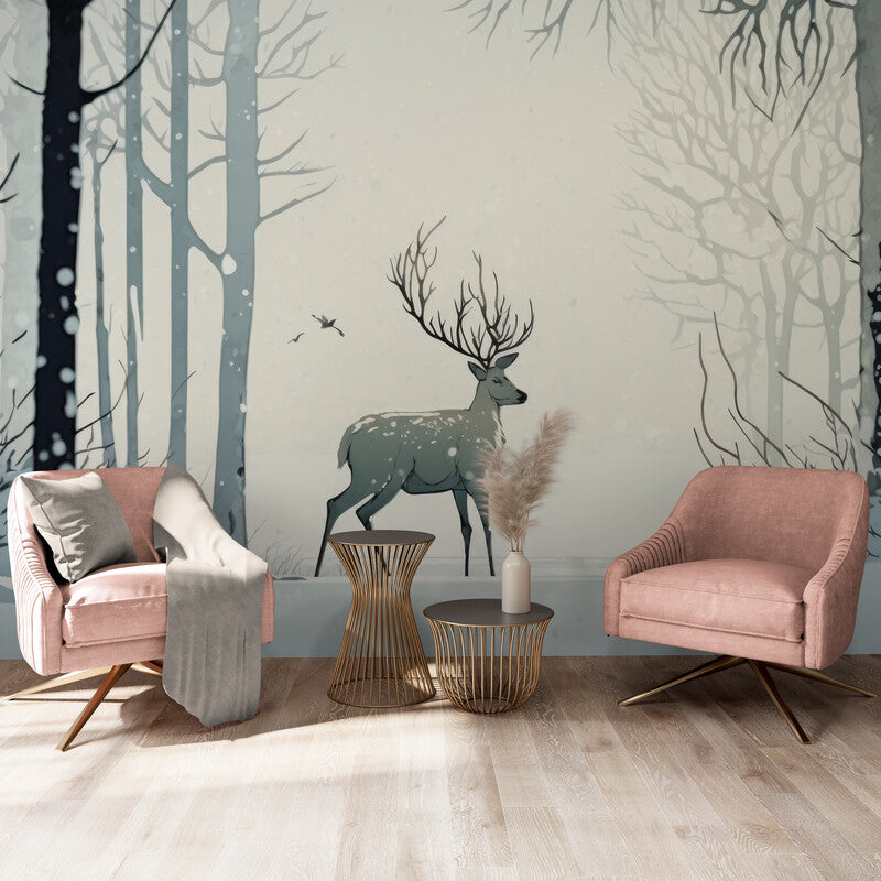 Animal Wallpaper - Lonely Deer in White Country