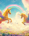 Papier Peint Enfant - Licorne Et Arc-En-Ciel
