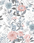 Papier peint fleuri - dahlia vintage pastel