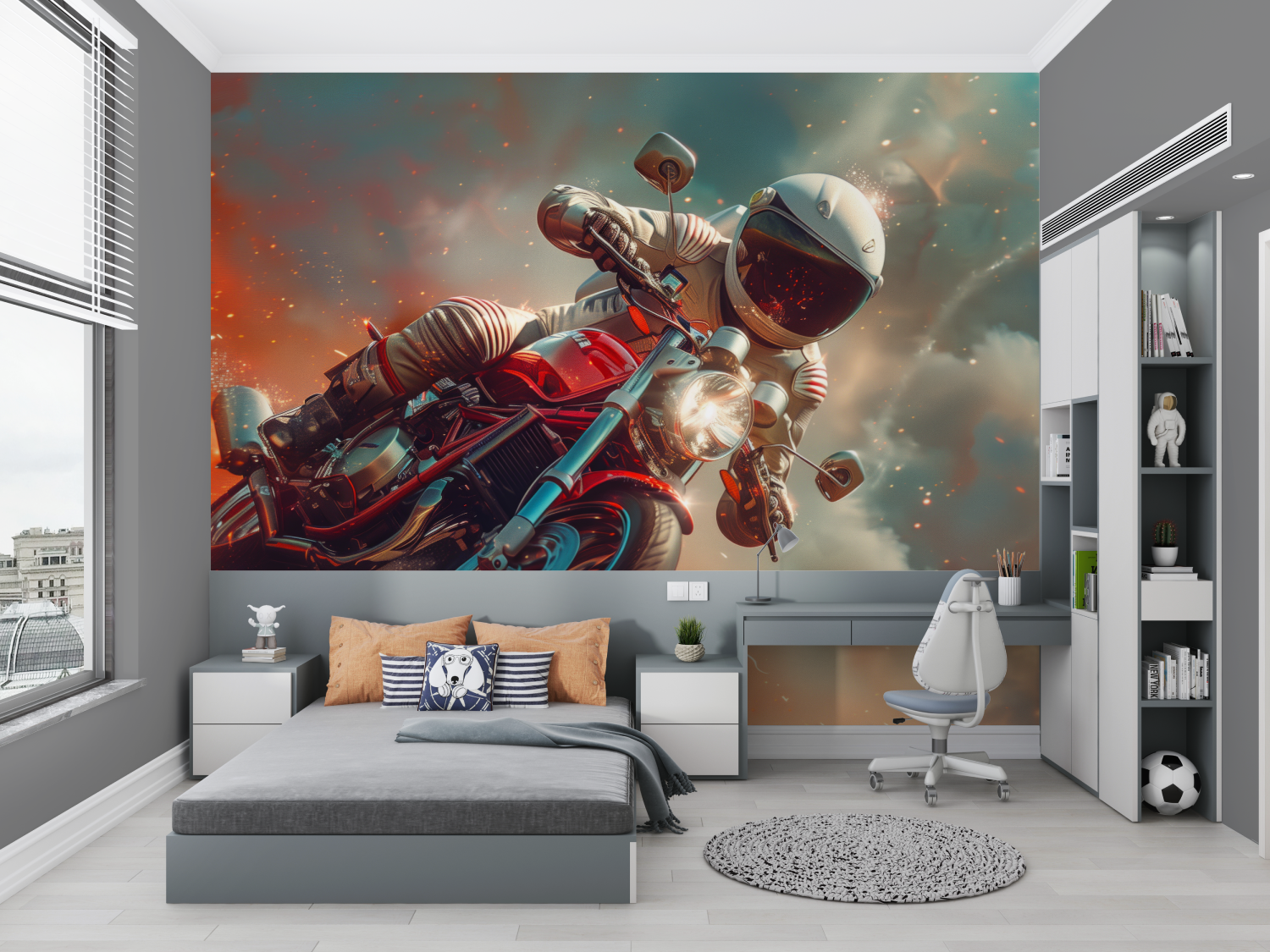 Papier Peint Illustration - Motard Intergalactique