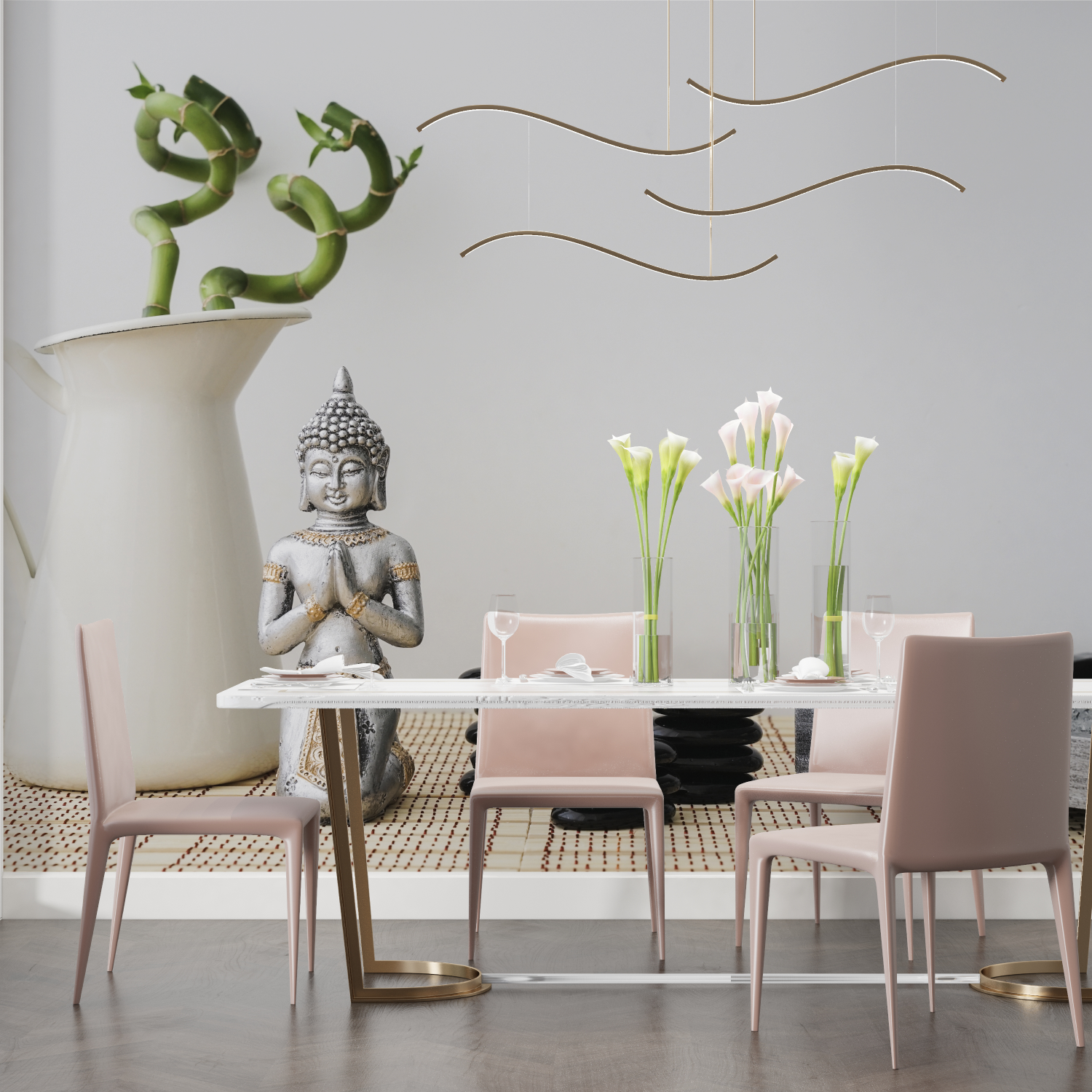 Japanese Wallpaper - Buddha Statue and White Zen Decor