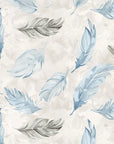 Papier Peint Vintage - Plume Bleue