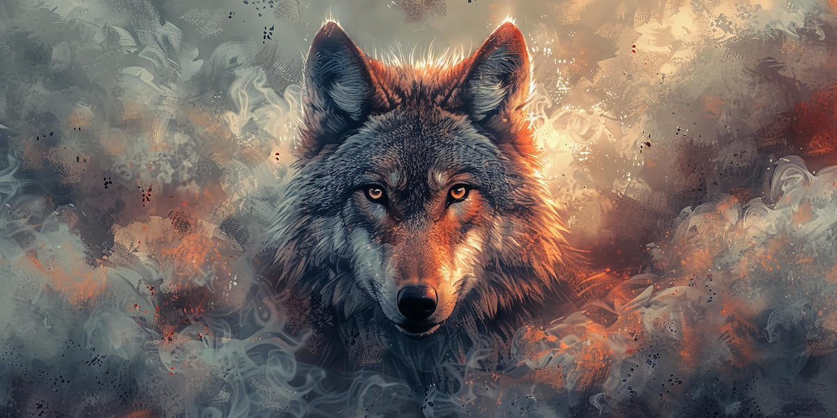 Papier peint animaux - loup mystique dans la brume